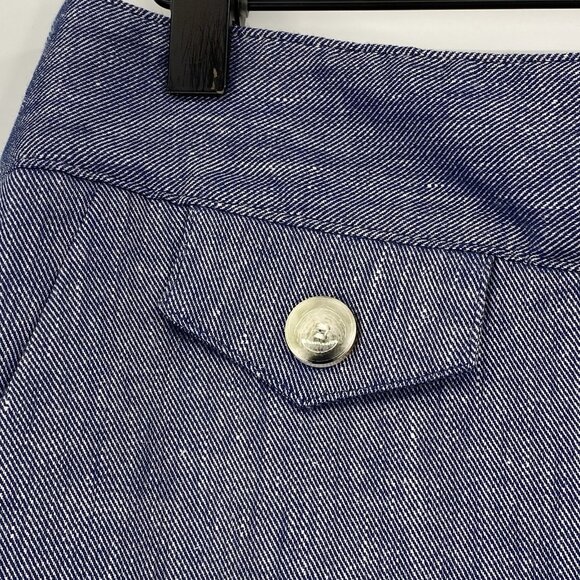 Veronica Beard Size 8 Blue Renzo Linen Blend Cropped Pants - Picture 5 of 14